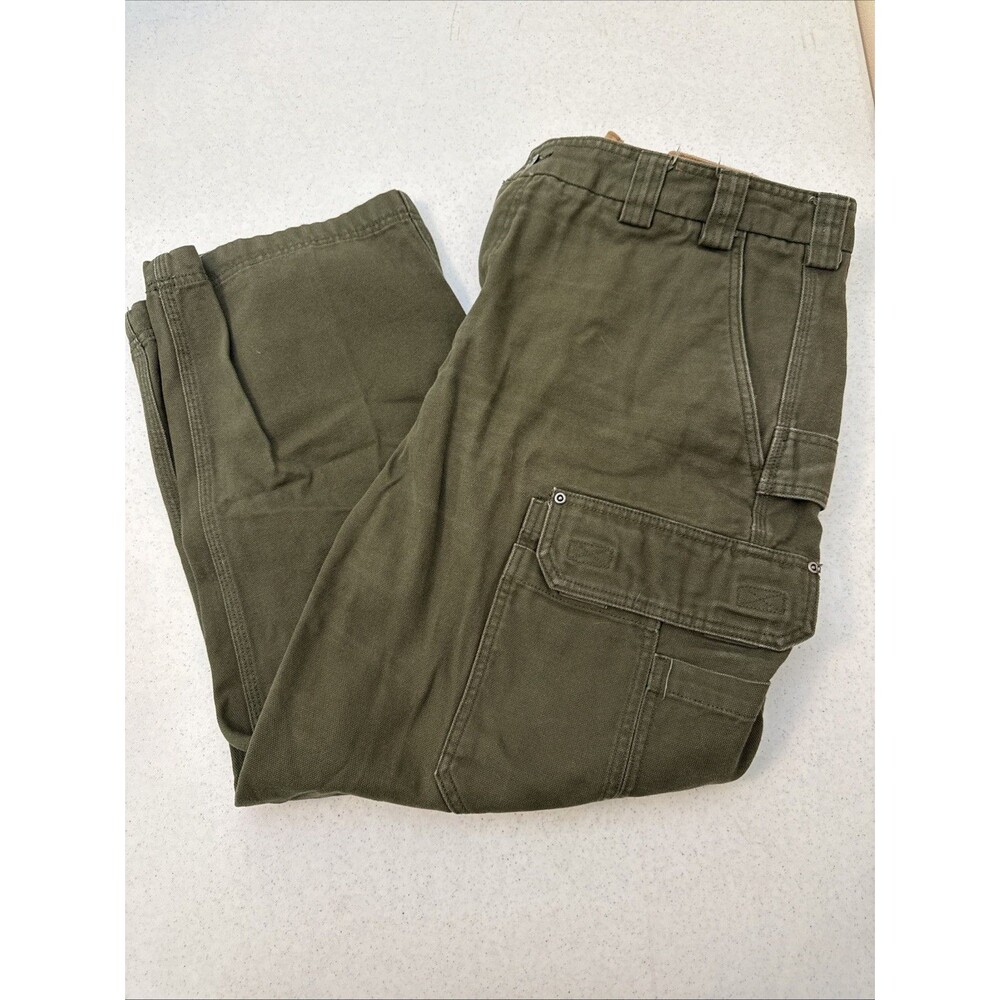 Duluth Trading Co Mens Carpenter Jeans Regular 44x30 Olive Green Denim Straight
